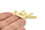 Brass Blank - 24 Textured Raw Brass D Shape Connectors With 2 Holes, Stamping Blanks (23x6x0.80mm) M182