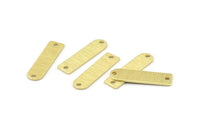 Brass Blank - 24 Textured Raw Brass D Shape Connectors With 2 Holes, Stamping Blanks (23x6x0.80mm) M182