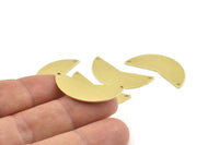 Brass Moon Charm, 12 Raw Brass Moon Charms With 2 Holes, Blanks (31x11x0.80mm) M195