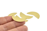 Brass Moon Charm, 12 Raw Brass Moon Charms With 2 Holes, Blanks (31x11x0.80mm) M195