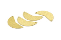 Brass Moon Charm, 12 Textured Raw Brass Moon Charms With 2 Holes, Blanks (31x11x0.80mm) M200