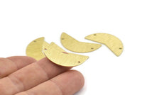 Brass Moon Charm, 12 Textured Raw Brass Moon Charms With 2 Holes, Blanks (31x11x0.80mm) M201
