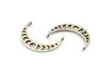 Moon Phases Pendant, 6 Antique Silver Plated Brass Crescent Pendants With 2 Loops, Earring Findings (25x6x1mm) N0992 H0247