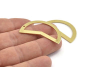 Brass Moon Charm, 10 Raw Brass Moon Charms With 1 Hole, Blanks (38x18x0.80mm) M227