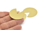 Brass Circle Blank, 4 Raw Brass Pizza Slice Blanks, Findings (37x34x0.80mm) M210