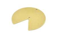 Brass Circle Charm, 4 Raw Brass Pizza Slice Pendants With 2 Holes, Findings (37x34x0.80mm) M212