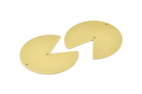 Brass Circle Charm, 4 Raw Brass Pizza Slice Pendants With 2 Holes, Findings (37x34x0.80mm) M212