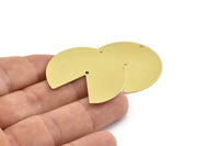 Brass Circle Charm, 4 Raw Brass Pizza Slice Pendants With 2 Holes, Findings (37x34x0.80mm) M212