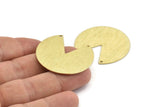 Brass Circle Charm, 4 Textured Raw Brass Pizza Slice Pendants With 2 Holes, Findings (37x34x0.80mm) M208