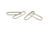 Silver Oval Charm, 50 Antique Silver Plated Brass Oval Rings, Connectors (25x7x0.80mm) BS 1732 H1199