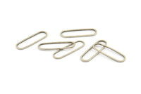 Silver Oval Charm, 50 Antique Silver Plated Brass Oval Rings, Connectors (25x7x0.80mm) BS 1732 H1199