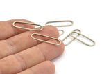 Silver Oval Charm, 50 Antique Silver Plated Brass Oval Rings, Connectors (25x7x0.80mm) BS 1732 H1199