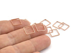 Rose Gold Square Charm, 25 Rose Gold Brass Square Connectors (10x0.80mm) Bs-1116