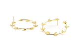 Gold Moon Earring, 2 Gold Plated Brass Moon Phases Stud Earrings (51x1.2mm) D1597