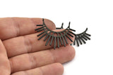 Moon Phases Pendant, 2 Oxidized Black Brass Crescent Pendants With 2 Loops, Earring Findings (39x18x1mm) N0950 S425