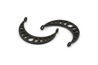 Moon Phases Pendant, 6 Oxidized Black Brass Crescent Pendants With 2 Loops, Earring Findings (25x6x1mm) N0992 S909