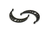 Moon Phases Pendant, 6 Oxidized Black Brass Crescent Pendants With 2 Loops, Earring Findings (25x6x1mm) N0992 S909