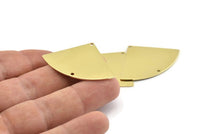 Brass Triangle Charm, 6 Raw Brass Fan Charms With 2 Holes, Connectors, Findings (40x28x0.80mm) M216