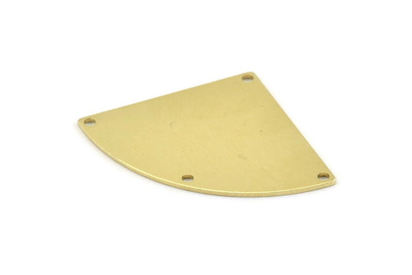 Brass Triangle Charm, 6 Raw Brass Fan Charms With 4 Holes, Connectors, Findings (40x28x0.80mm) M217
