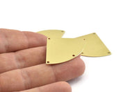 Brass Triangle Charm, 6 Raw Brass Fan Charms With 4 Holes, Connectors, Findings (40x28x0.80mm) M217