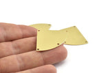 Brass Triangle Charm, 6 Raw Brass Fan Charms With 4 Holes, Connectors, Findings (40x28x0.80mm) M217