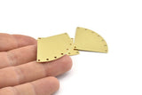Brass Triangle Charm, 6 Raw Brass Fan Charms With 8 Holes, Connectors, Findings (40x28x0.80mm) M218