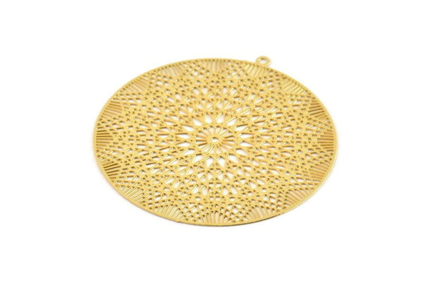 Gold Circle Charm, 2 Gold Plated Brass Circle Charms With 1 Loop, Earrings, Findings (43x0.30mm) D1437