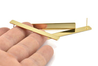 Gold Rectangle Earring, 2 Gold Plated Brass Rectangle Blank Stud Earrings (54x7x0.80mm) B0185 A1309 Q1039