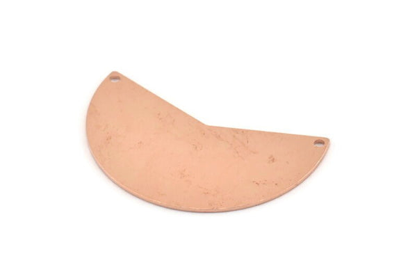 Bakır Ay Tılsımı, 2 Delikli 4 Bakır Ham Ay Tılsımı, Kolye Uçları, Boşluklar (38x18x0,80 mm) M243