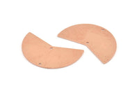 Bakır Ay Tılsımı, 2 Delikli 4 Bakır Ham Ay Tılsımı, Kolye Uçları, Boşluklar (38x18x0,80 mm) M244
