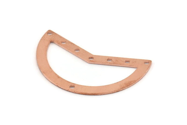 Copper Moon Charm, 10 Copper Raw Moon Charms With 8 Holes, Pendants, Blanks (38x18x0.80mm) M249