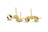 Gold Round Earring, 20 Gold Plated Brass Round Earring Studs, With 1 Loop (8mm) N1168