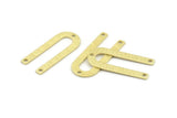 Brass U Shaped Charm, 12 Textured Raw Brass U Shaped Charms With 2 Holes, Connectors, Blanks (30x13x0.80mm) M259