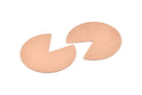 Copper Circle Blank, 4 Raw Copper Pizza Slice Blanks, Findings (37x34x0.80mm) M254