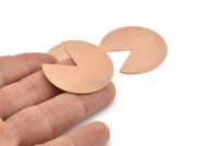 Copper Circle Blank, 4 Raw Copper Pizza Slice Blanks, Findings (37x34x0.80mm) M254