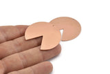 Bakır Daire Charm, 1 Delikli 4 Ham Bakır Pizza Dilimi Charm, Bulgular (37x34x0,80 mm) M255