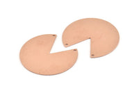 Bakır Çember Tılsım, 2 Delikli 4 Ham Bakır Pizza Dilimi Tılsımı, Kolye Uçları, Bulgular (37x34x0,80 mm) M257