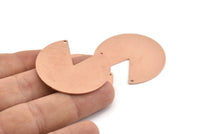 Bakır Çember Tılsım, 2 Delikli 4 Ham Bakır Pizza Dilimi Tılsımı, Kolye Uçları, Bulgular (37x34x0,80 mm) M257