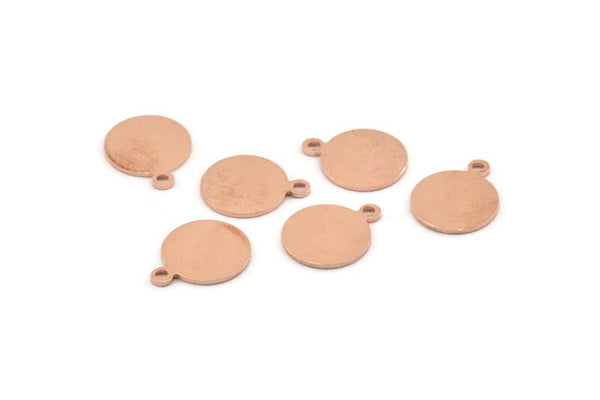 Copper Cabochon Tag, 24 Raw Copper Cabochon Tags With 1 Loop (15x12x0.80mm) M004