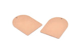 Copper Military Tag, 6 Raw Copper D Shaped Stamping Blanks With 1 Hole, Findings (28x21x0.80mm) M024