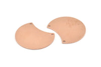 Copper Moon Charm, 6 Raw Copper Moon Charms With 2 Hole, Connectors (28x21x0.80mm) M020
