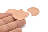 Copper Moon Charm, 6 Raw Copper Moon Charms With 2 Hole, Connectors (28x21x0.80mm) M020
