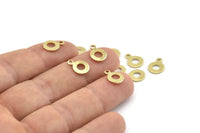 Brass Circle Charm, 100 Raw Brass Circle Charms With 1 Loop, Findings (11x8x0.80mm) M041