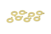 Brass Circle Charm, 50 Raw Brass Circle Charms With 1 Loop, Findings (15x12x0.80mm) M043