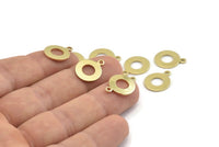 Brass Circle Charm, 50 Raw Brass Circle Charms With 1 Loop, Findings (15x12x0.80mm) M043