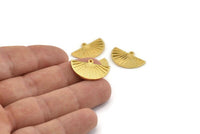 Semi Circle Charm, 2 Gold Plated Brass Half Moon Charms With 1 Loop, Findings, Pendants (22x14x1.2mm) N1091 Q1026