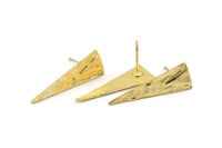 Gold Triangle Earring, 4 Gold Plated Brass Triangle Stud Earrings (27x9x1mm) N0953 H0986