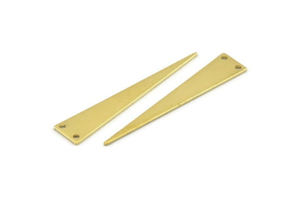 Brass Triangle Charm, 24 Raw Brass Triangle Charms With 2 Holes, Blanks (42x8x0.80mm) A1459
