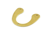 U Shape Charm, 12 Raw Brass U Shape Pendants With 3 Holes, Connectors, Findings (26x24x0.80mm) A1474
