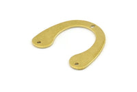 U Shape Charm, 12 Raw Brass U Shape Pendants With 3 Holes, Connectors, Findings (26x24x0.80mm) A1474